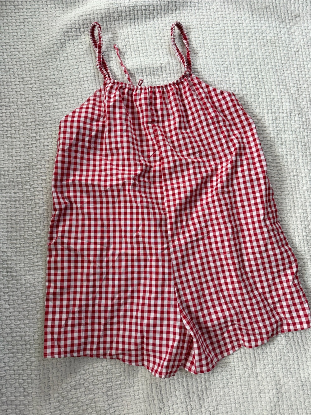 SHEIN Red and White Gingham Romper